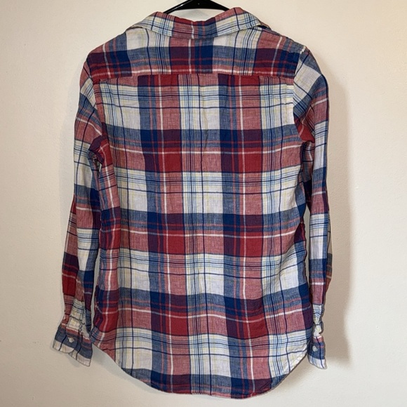 🌹POLO RALPH LAUREN LINEN BUTTON DOWN PLAID SHIRT - Picture 5 of 7